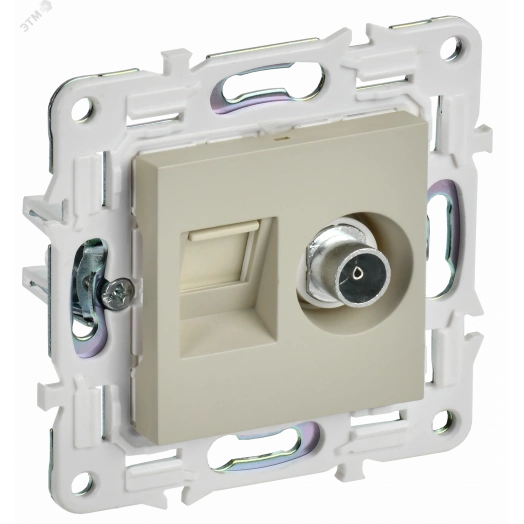 SKANDY Розетка двойная TV+RJ45 кат.5E SK-A14B бежевый IEK