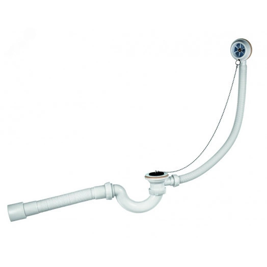 Слив-перелив S-образный с гофротрубой на 40 x 40/50 мм выпуск пластик