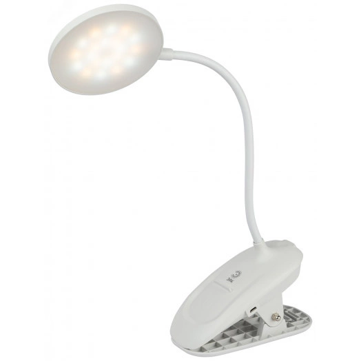 Настольный светильник NLED-513-6W-W светодиодный аккумуляторный на прищепке белый