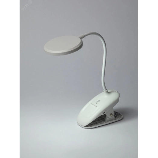 Настольный светильник NLED-513-6W-W светодиодный аккумуляторный на прищепке белый