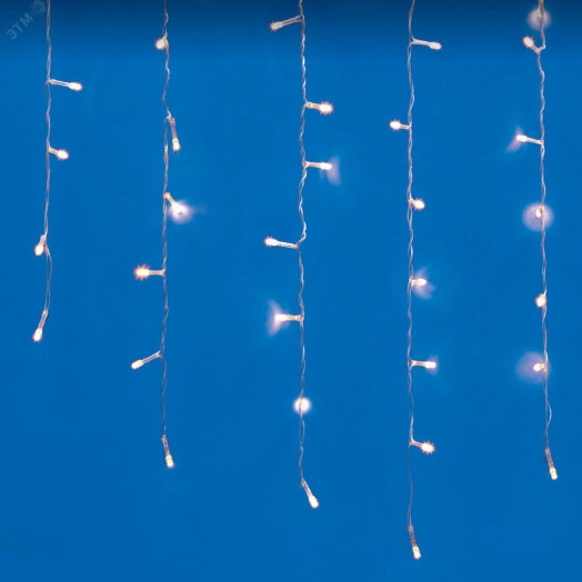 Бахрома светодиодная со статическим свечением 6м Соединяемая 200 светодиодов Теплый белый свет  Провод прозрачный ULD-B6007-200/STK WARM WHITE IP44  ТМ Uniel