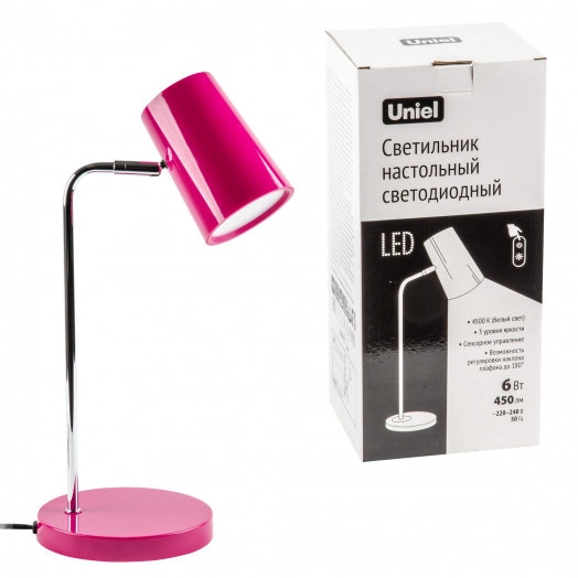 Cветильник настольный светодиодный 6W Сенсорный выключатель Диммер ULM-B600 6W/4500K/DIM RED Розовый ТМ