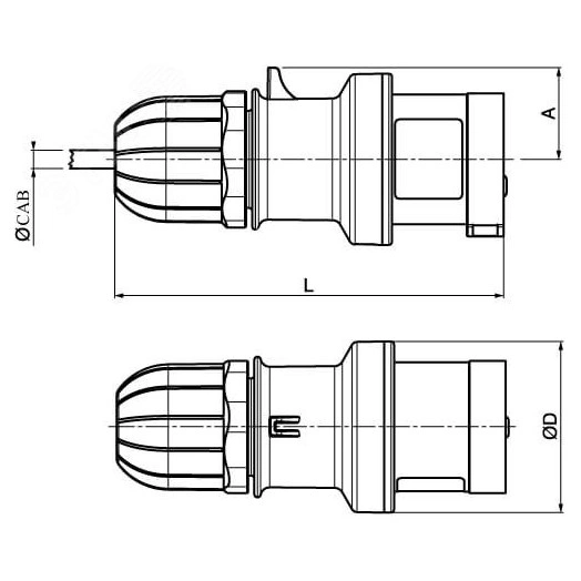 Вилка кабельная с безвинтовыми клеммами IP44 16A 3P+E+N 400В