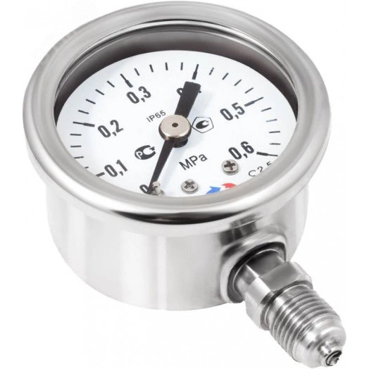 Манометр коррозионностойкий виброустойчивый осевой ТМ-321Т.00 0..0,4MPa G1/4' 63 мм кл.т.1,5 готовый к гидрозаполнению