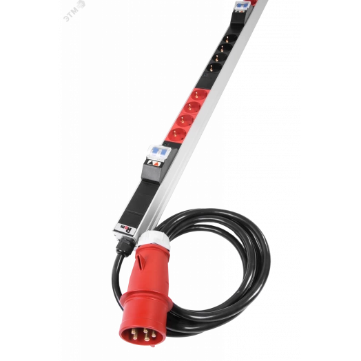 Блок розеток вертикальный, мониторинг, измерение, 3 фазы 16А, 24S, 1820 мм, вх IEC 309, шнур 3м