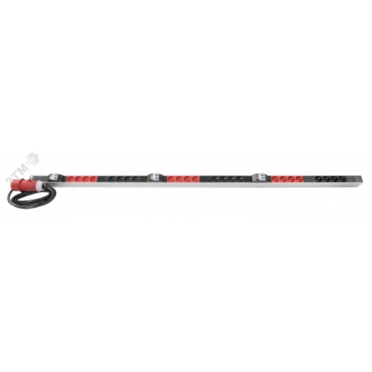 Блок розеток вертикальный, мониторинг, измерение, 3 фазы 16А, 24S, 1820 мм, вх IEC 309, шнур 3м