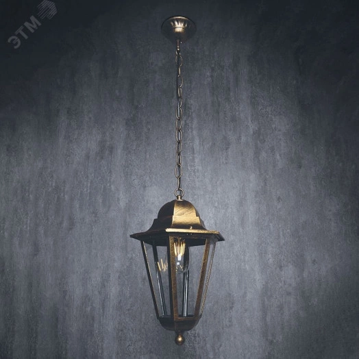 Светильник НСУ-100w цепь Е27 IP44 черный/золото