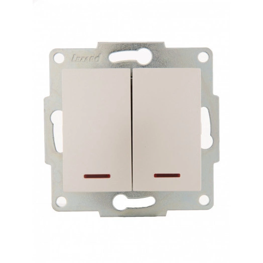 KARINA Выключатель двойной с подсветкой жемчужно-белый перламутр  (10шт/120шт)