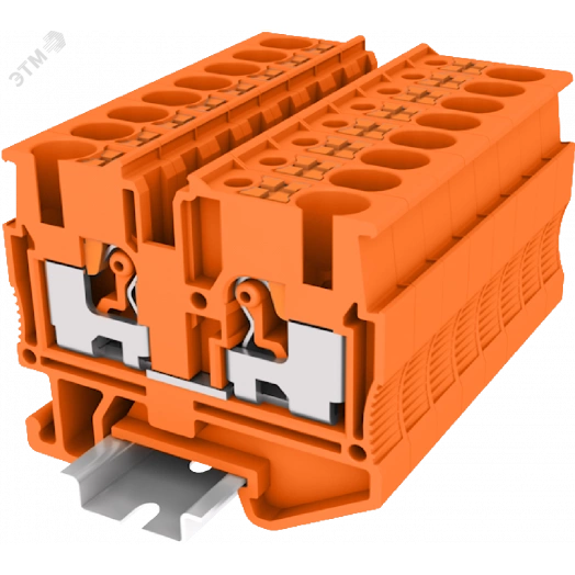 Клемма мини TP 1-1 проходная, Push-in, сечение 2,5 мм. кв., DIN 15, оранжевая
