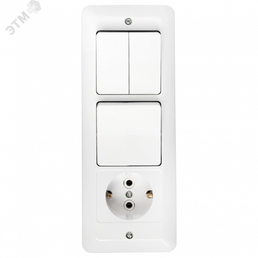 Беларусь Блок: выключатель трехклавишный + розетка с заземлением