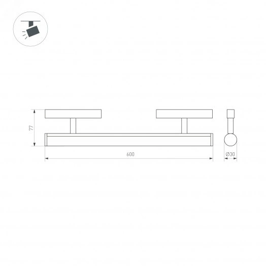 Светильник MAG-ORIENT-TUBE-CORNER-L600-20W Day4000 (BK, 180 deg, 48V) (, IP20 Металл, 3 года)