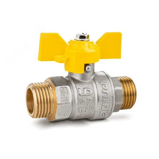Кран шаровый латунный никелированный 11б27п Ду25 Ру40 (1') НР/НР бабочка GAS