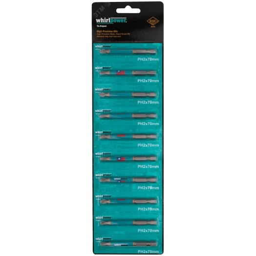 Биты 10 шт, сталь S2, с насечкой,''Профи'' РН 2 х 70 мм