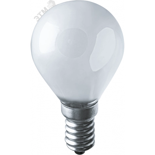 Лампа накаливания декоративная ДШ 40вт Р45 230в Е14 матовая (шар)