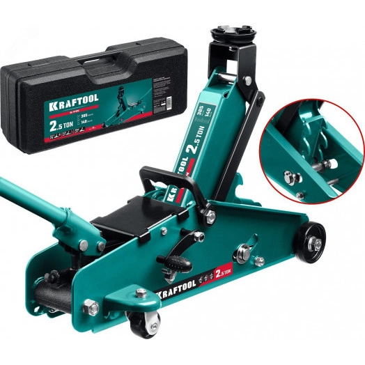 Домкрат подкатной с увеличенным подъемом и фиксатором в кейсе S-PIN 2.5т 140-385мм