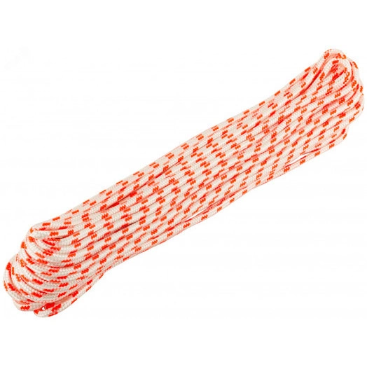 Фал капроновый плетеный 16-ти прядный с сердечником 4 мм х 20 м, р/н= 320 кгс