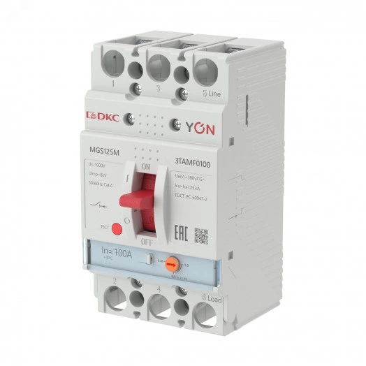 Автоматический выключатель YON MGS125 3P 80-100A 25kA