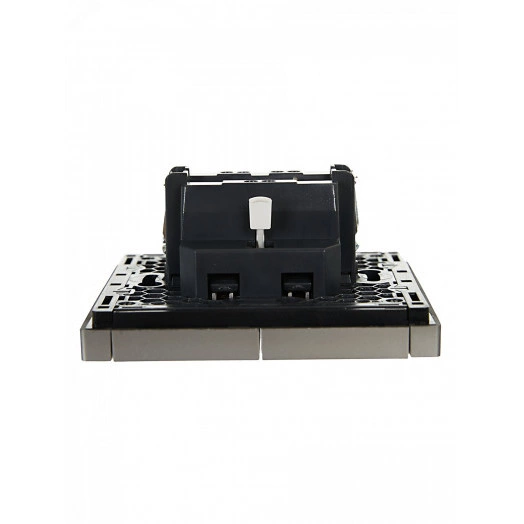 FORTE&PIANO Выключатель 2-клавишный с индикацией 10А FP506 сталь IEK