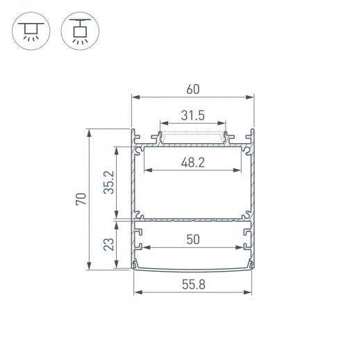 Профиль LINE-6070-2000 ANOD BLACK (Arlight, Алюминий)