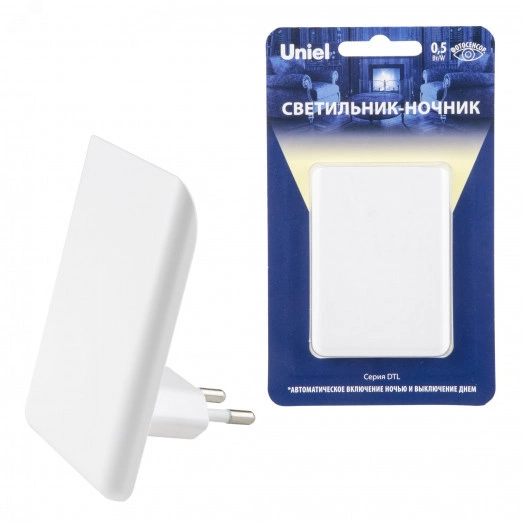 Светильник-ночник-Прямоугольник-1 DTL-320 С фотосенсором (день-ночь) Белый ТМ