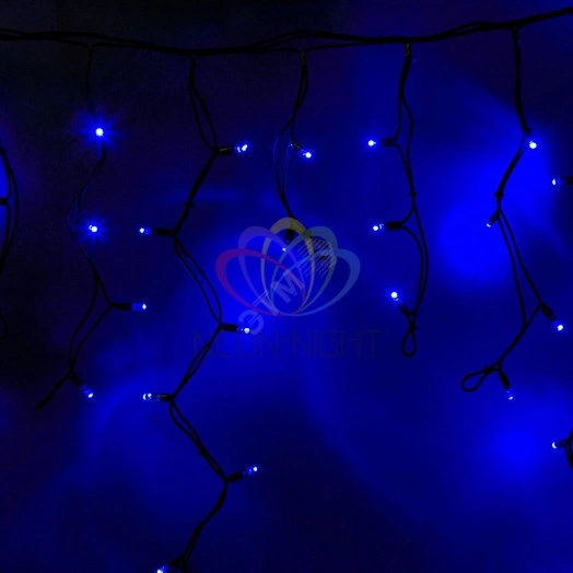 Гирлянда Айсикл Бахрома светодиодный, 4,0 х 0,6 м, черный провод каучук, 230 В, диоды синие, 128 LED