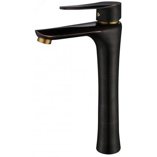 Смеситель для раковины ПСМ-301-6 STEEL нержавеющая сталь AISI-304 высокий тип См-УмОЦБА Черный-бронза