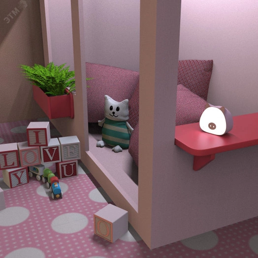 Светильник-ночник светодиодный детский LED 5 Вт 200 Лм 2700-6000К модель GTL703 розовый с Li-ion аккумулятором 1200 мА диммируемый Qplus Gauss