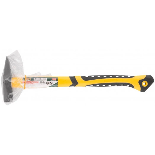 Молоток кованый, фиберглассовая усиленная ручка, антивибрационные накладки, Профи 100 гр.