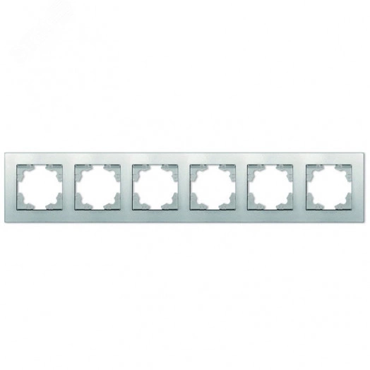 Рамка шестиместная горизонтальная Афина серебро (еврослот)