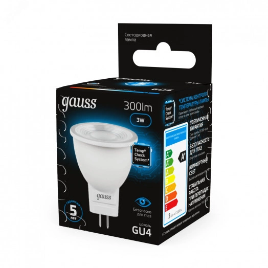 Лампа светодиодная LED 3 Вт 300 лм 6500К AC150-265В GU4 софит MR11 холодная  Black Gauss