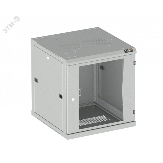 Шкаф наст. разбор 19д 12U стеклянная дверь Ш600хВ636хГ450мм серый