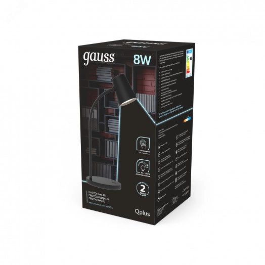 Светильник настольный светодиодный LED 8 Вт 600 Лм 4000К модель GTL603 черный диммируемый Qplus Gauss