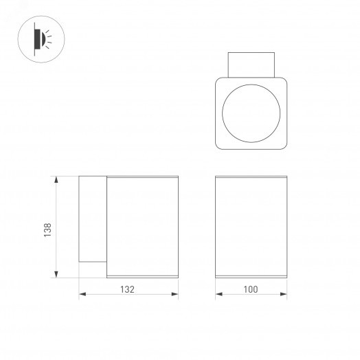 Светильник LGD-EVO-WALL-S100x100-12W Warm3000 (GR, 44 deg, 230V) (Arlight, IP54 Металл, 3 года)