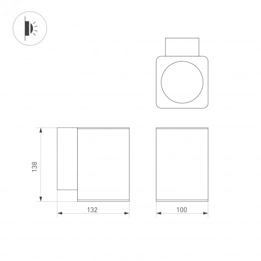 Светильник LGD-EVO-WALL-S100x100-12W Warm3000 (GR, 44 deg, 230V) (Arlight, IP54 Металл, 3 года)