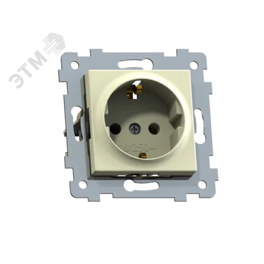 Аксиома  Механизм розетки одноместной с заземляющим контактом скрытой установки РС16-453,  слоновая кость