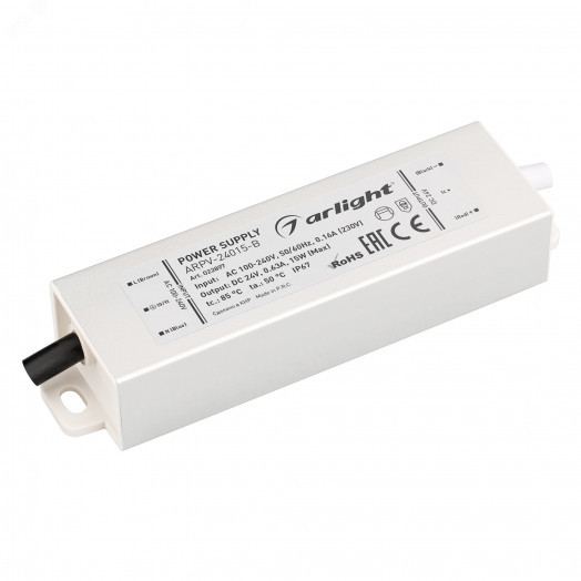 Блок питания ARPV-24015-B (24V, 0.6A, 15W) (ARL, IP67 Металл, 3 года)