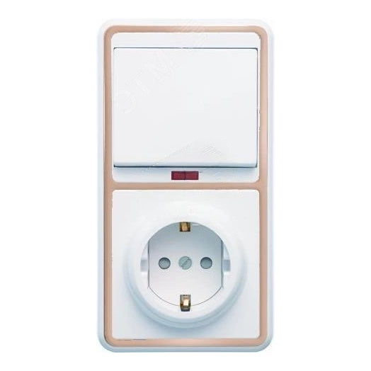 БЭЛЛА Блок БКВР-211 Выключатель одноклавишный с подсветкой + розетка с заземлением со шторками золото