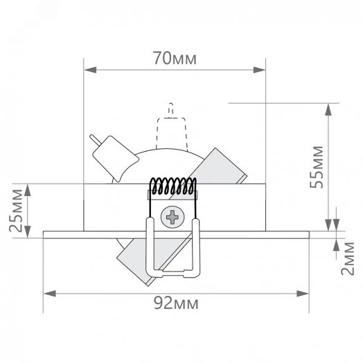 Светильник ИВО-50w G5.3 поворотный квадратный черный-хром