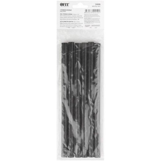 Стержни клеевые черные д.11 мм х 200 мм, 6 шт