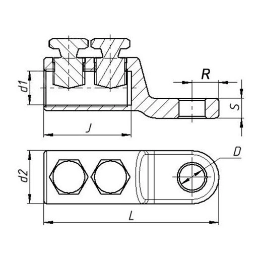 Наконечник болтовой 2НБ-2-001 (70-120) ЗЭТАРУС (удлиненный корпус)