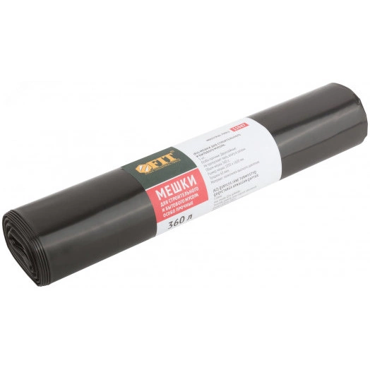 Мешки для строительного мусора, ПВД особопрочные , 360 л, 1050х1600 мм, толщина 60 мкм, 5 шт.