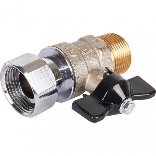 Кран шаровой с накидной гайкой, НР/накидная гайка, ручка бабочка 3/4x3/4