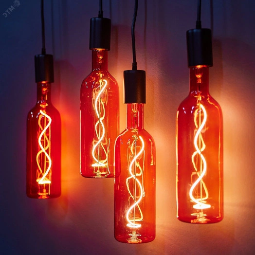 Лампа светодиодная SOHO LED-SF21-5W/SOHO/E27/CW RED GLS77RD Красная колба Спиральный филамент