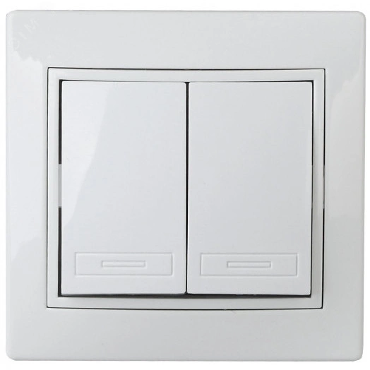 Выключатель двойной, 10А-250В, СУ, Al+Cu, Plano, белый,1А-104-01