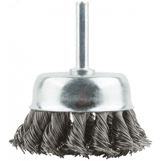 Кордщетка, тип ''чашка'', со штифтом, стальная витая проволока 65 мм