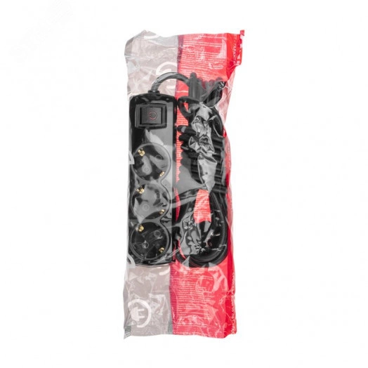 Удлинитель PREMIUM 3 гнезда, 5 м, 3х1,5 мм2, с/з, с выключателем, черный