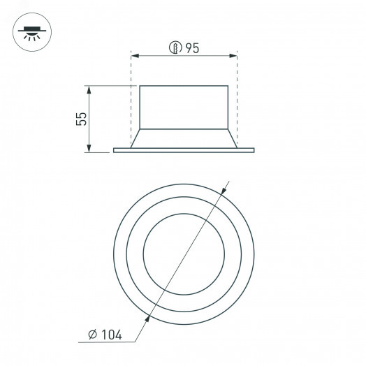 Светильник MS-BREEZE-BUILT-R104-12W Day4000 (BK, 85 deg, 230V) (, IP20 Металл, 3 года)