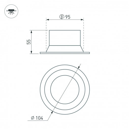 Светильник MS-BREEZE-BUILT-R104-12W Day4000 (BK, 85 deg, 230V) (, IP20 Металл, 3 года)