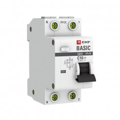 Выключатель автоматический дифференциального тока 1P+N C 16А 30мА тип АС эл. 4.5кА АД-12 (уп.5шт) Basic EKF DA12-16-30-bas-5