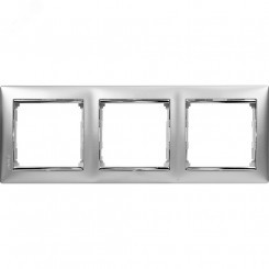 VALENA Рамка 3 поста горизонтальная алюминий/серебро